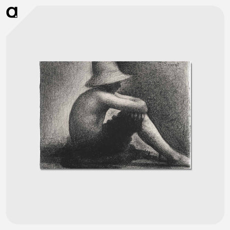 アートポストカード-Seated Boy with Straw Hat, study for Bathers at Asnières - ジョルジュ スーラ Postcard.