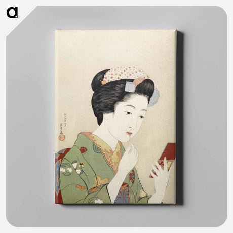 アートパネル-Woman Applying Color to Her Lips
 - 橋口 五葉 Canvas.