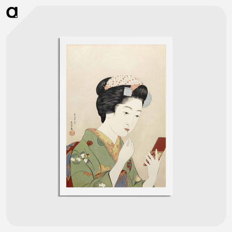 アートポストカード-Woman Applying Color to Her Lips
 - 橋口 五葉 Postcard.