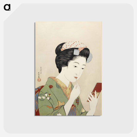 アートポストカード-Woman Applying Color to Her Lips
 - 橋口 五葉 Postcard.