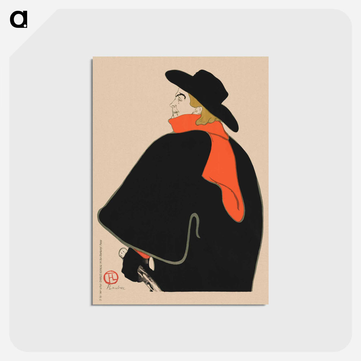 アートポストカード-Aristide Bruant, in His Cabaret - アンリ ド トゥールーズ ロートレック Postcard.