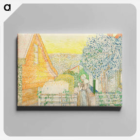 アートパネル-Zeeland girl, knitting in a courtyard - ヤン・トゥーロップ Canvas.
