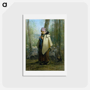 アートポストカード-The Knitting Shepherdess - ジャン フランソワ ミレー Postcard.