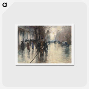 アートポストカード-Unter den Linden im Regen - レッサー ユリィ Postcard.