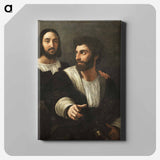 アートパネル-Portrait de l'artiste avec un ami - ラファエロ サンティ Canvas.