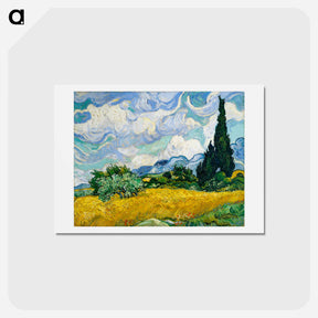 アートポストカード-Wheat Field with Cypresses - フィンセント ファン ゴッホ Postcard.