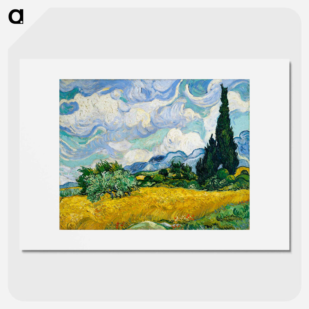 Wheat Field with Cypresses - Vincent van Gogh Poster.