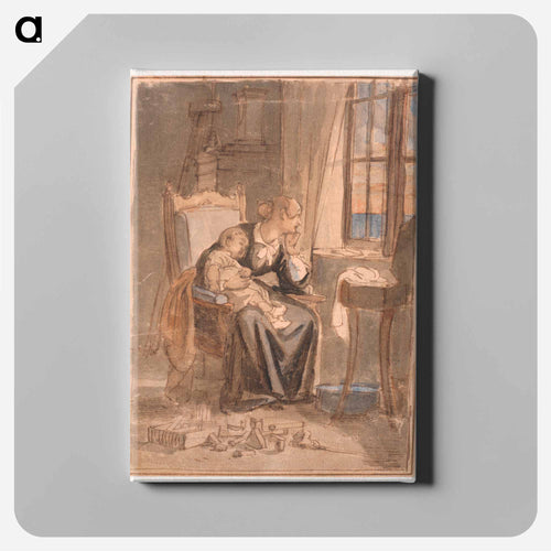 At dusk. Mrs Marstrand with her son Poul - Wilhelm Marstrand Canvas.