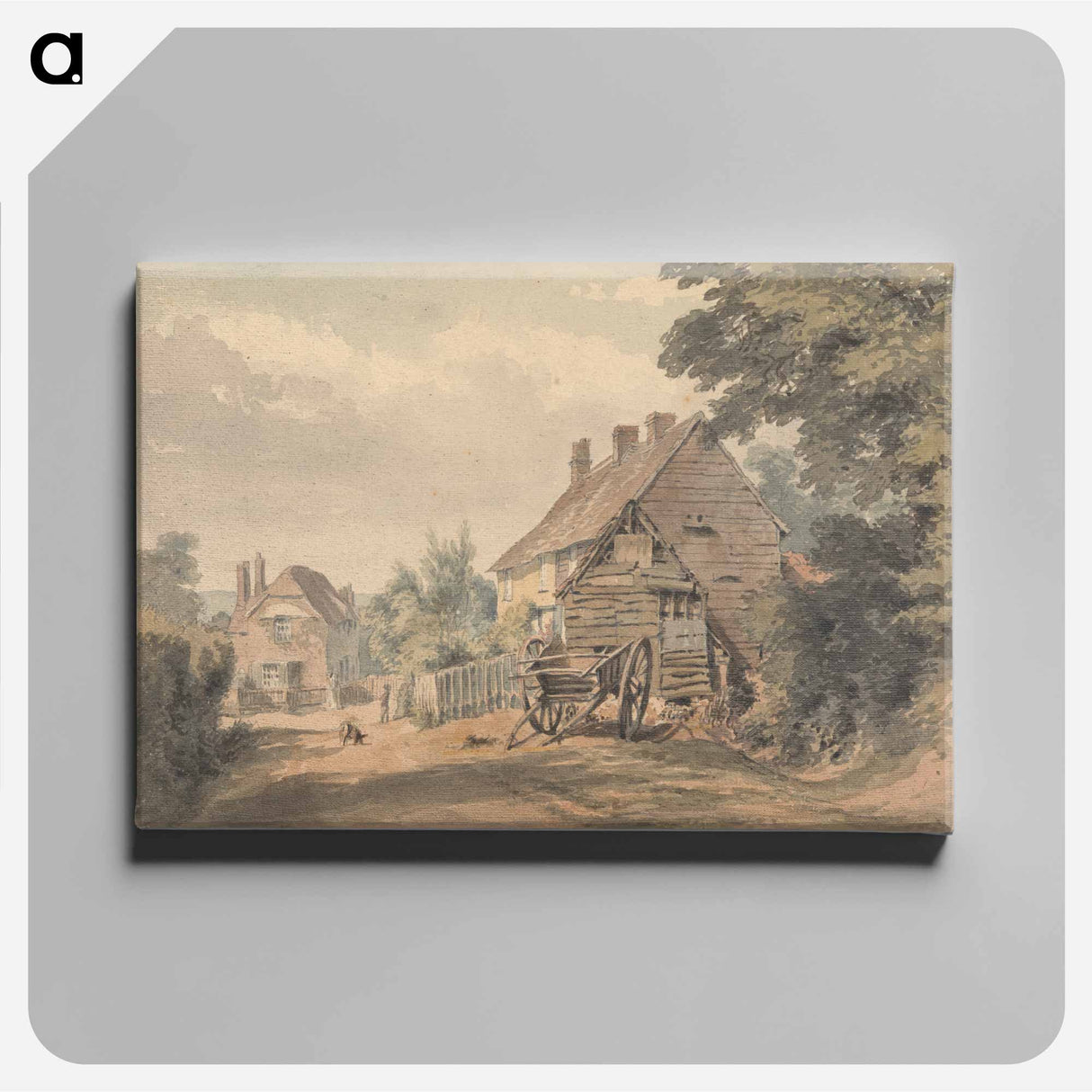 A Street in a Country Village - ウィリアム ヘンリー ハント Canvas.