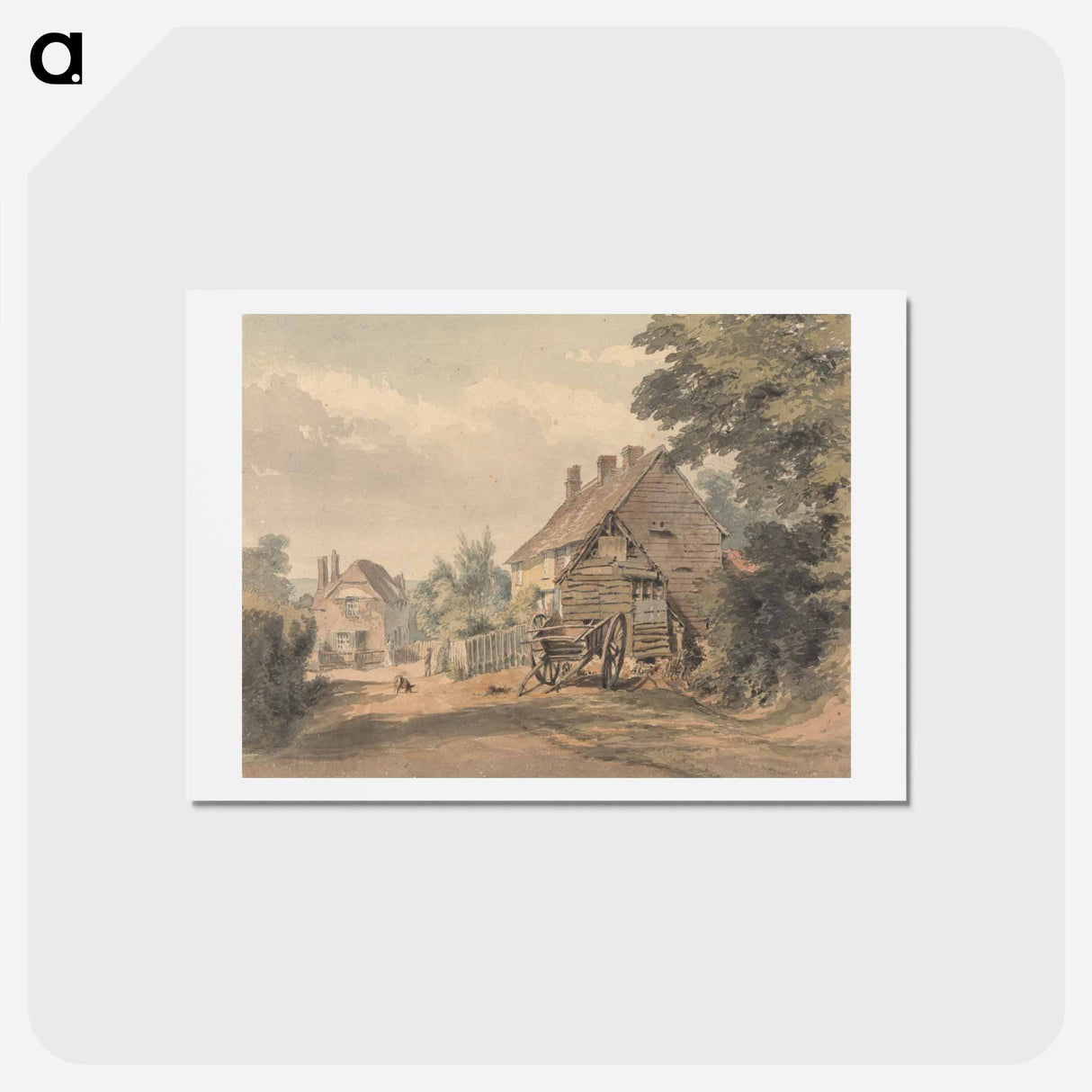 アートポストカード-A Street in a Country Village - ウィリアム ヘンリー ハント Postcard.
