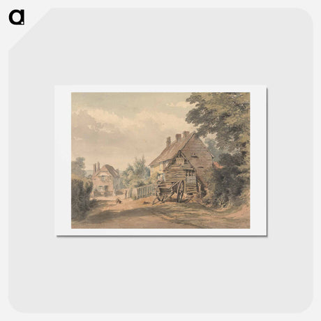 アートポストカード-A Street in a Country Village - ウィリアム ヘンリー ハント Postcard.