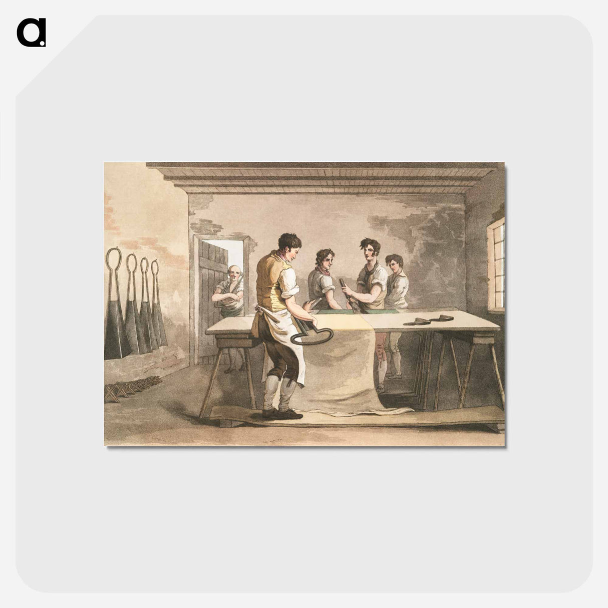 Illustration of the cloth dresser from The Costume of Yorkshire - 19世紀のヨークシャー Postcard.