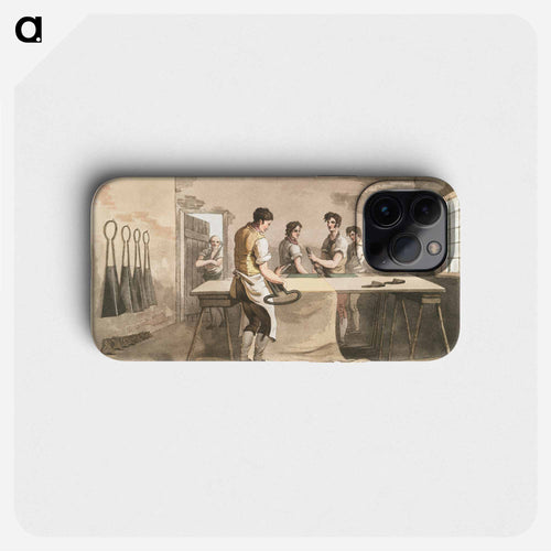 Illustration of the cloth dresser from The Costume of Yorkshire - 19世紀のヨークシャー Phone Case.