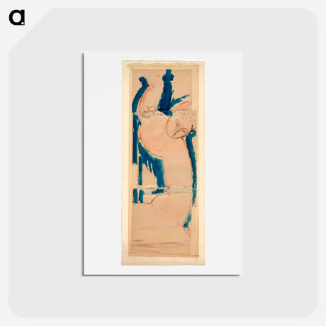 アートポストカード-Caryatid: Rose and Blue - アメデオ モディリアーニ Postcard.