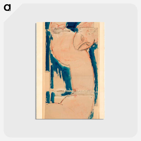 アートポストカード-Caryatid: Rose and Blue - アメデオ モディリアーニ Postcard.
