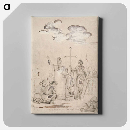 Eerik pyhä kastaa suomalaisia kupittaan lähteellä - アンダース エクマン Canvas.