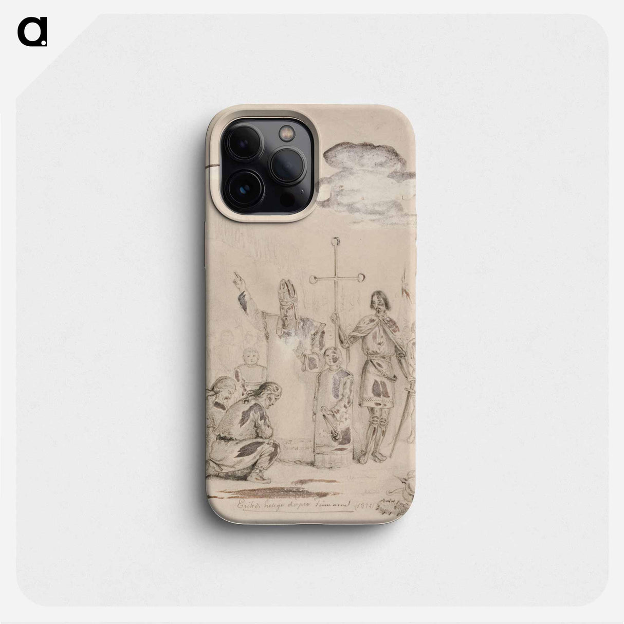 Eerik pyhä kastaa suomalaisia kupittaan lähteellä - アンダース エクマン Phone Case.