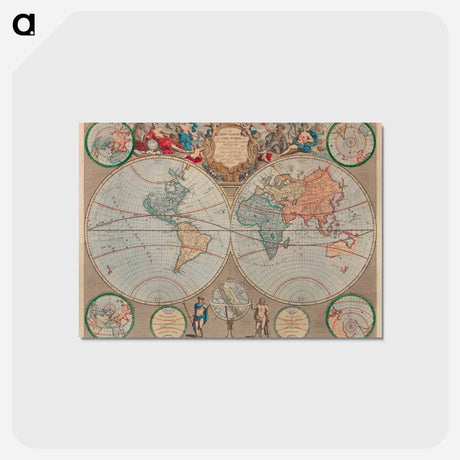 アートポストカード-A new map of the world - アンティーク地図 Postcard.