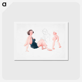 アートポストカード-Three Women On the Beach, Provincetown - チャールズ デムス Postcard.