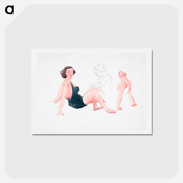 アートポストカード-Three Women On the Beach, Provincetown - チャールズ デムス Postcard.