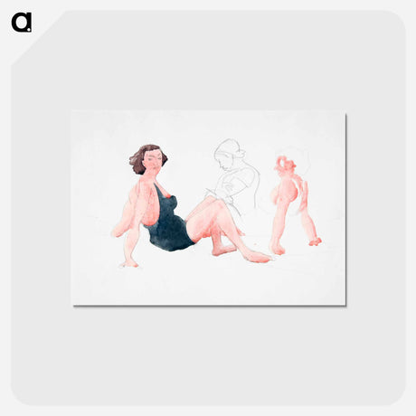 アートポストカード-Three Women On the Beach, Provincetown - チャールズ デムス Postcard.