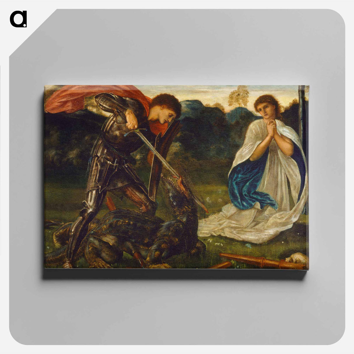 The fight- St George kills the dragon VI - エドワード バーン ジョーンズ Canvas.