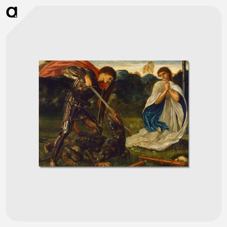 アートポストカード-The fight- St George kills the dragon VI - エドワード バーン ジョーンズ Postcard.