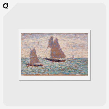 アートポストカード-Two Sailboats at Grandcamp - ジョルジュ スーラ Postcard.