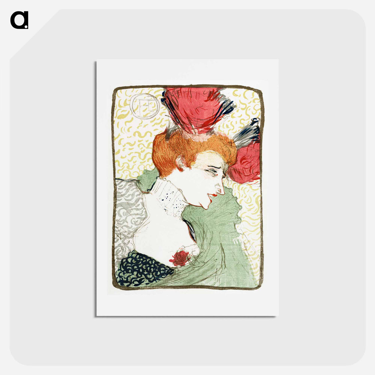 アートポストカード-Bust of Mademoiselle Lender - アンリ ド トゥールーズ ロートレック Postcard.