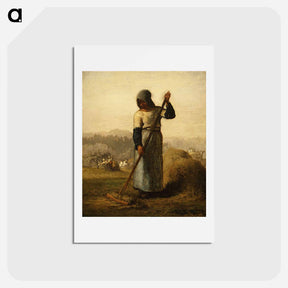 アートポストカード-Woman with a rake - ジャン フランソワ ミレー Postcard.