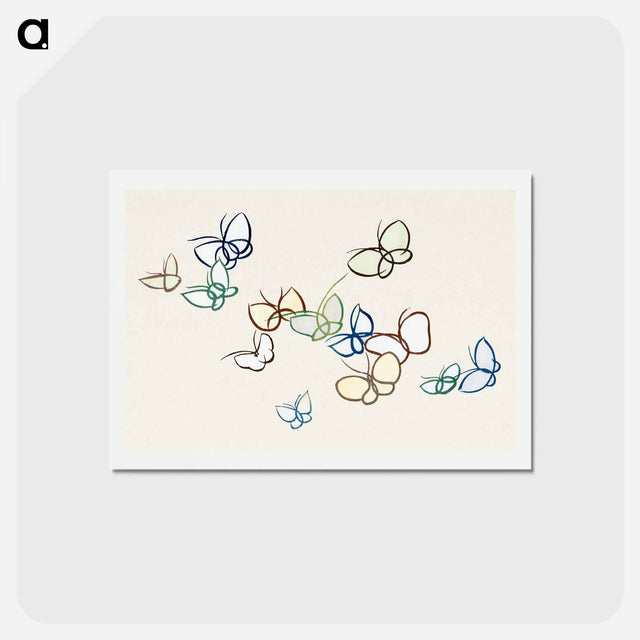 アートポストカード-Japanese butterfly - 神坂 雪佳 Postcard.