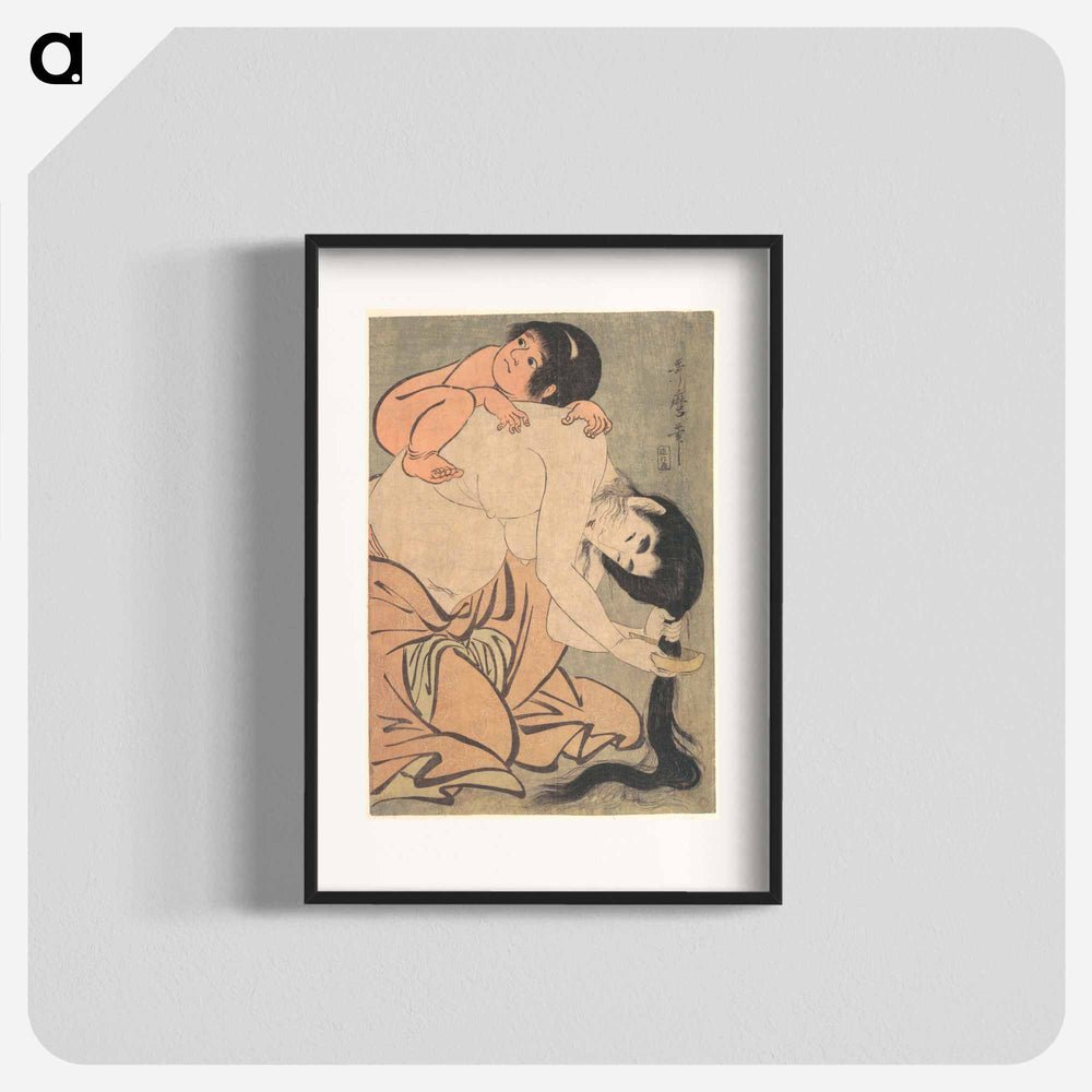 Yamauba Combing Her Hair and Kintoki - 喜多川 歌麿 Poster.