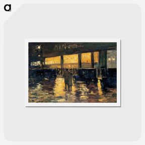 アートポストカード-Vor dem Café (Berlin bei Nacht) - レッサー ユリィ Postcard.