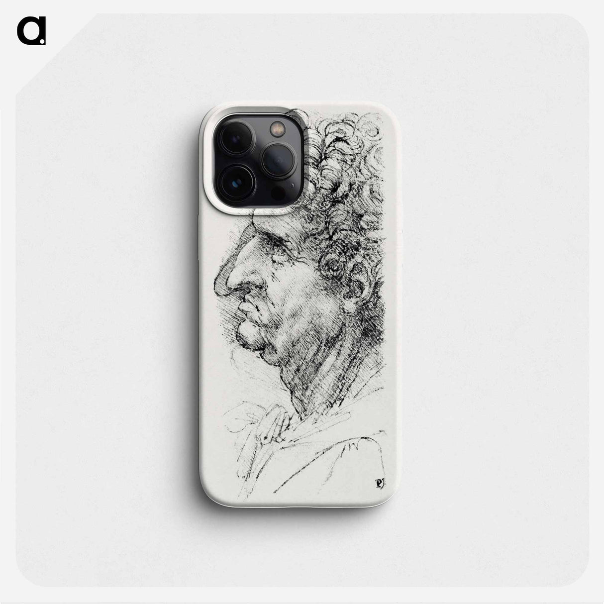 Head of a Man in Profile Facing to the Left - Leonardo da Vinci Phone Case.