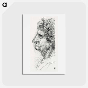 アートポストカード-Head of a Man in Profile Facing to the Left - レオナルド ダ ヴィンチ Postcard.