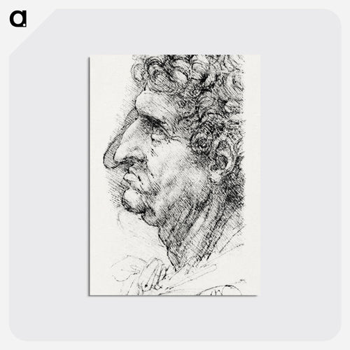 Head of a Man in Profile Facing to the Left - レオナルド ダ ヴィンチ Postcard.