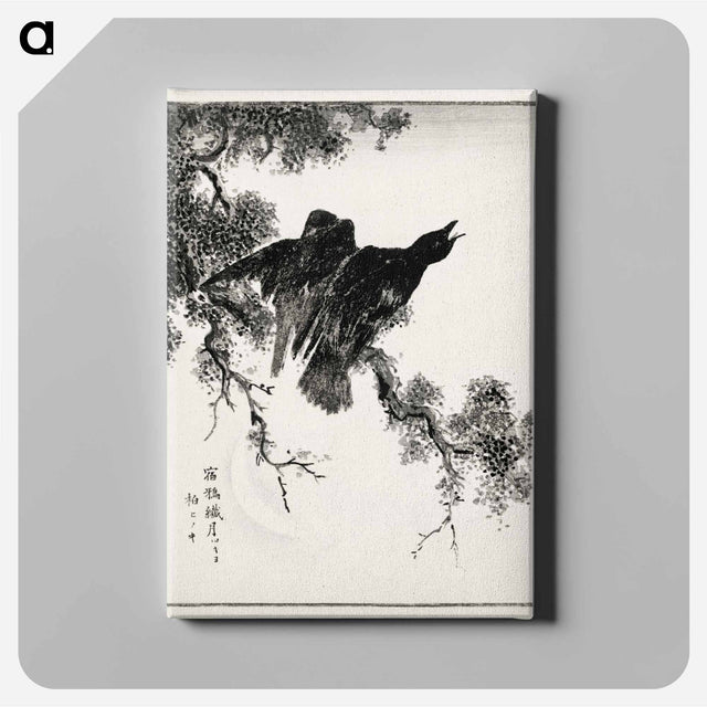 アートパネル-Eastern Rook and Cypress on New Moon
 - 鳥類図鑑 Canvas.