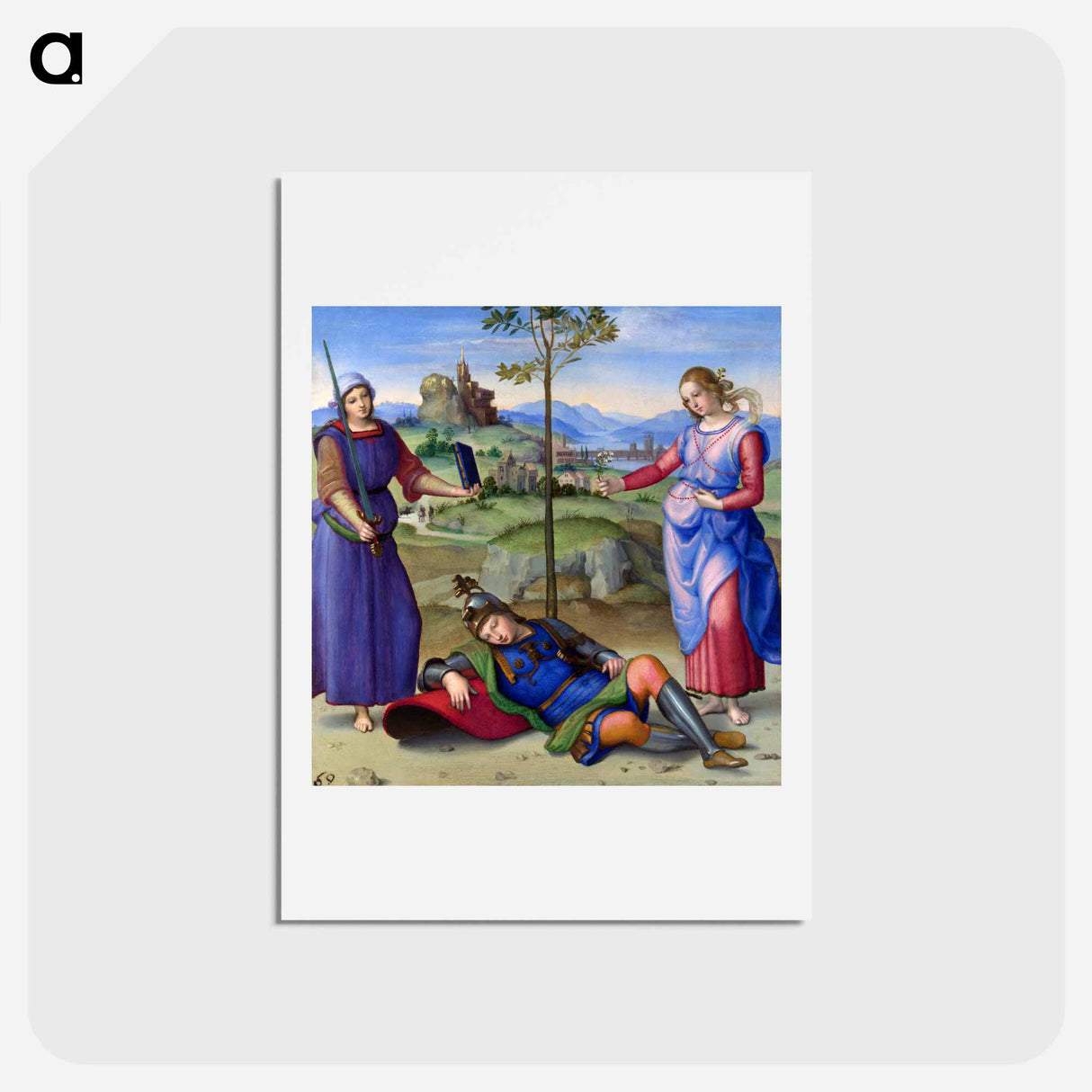 An Allegory (Vision of a Knight) - ラファエロ サンティ Postcard.