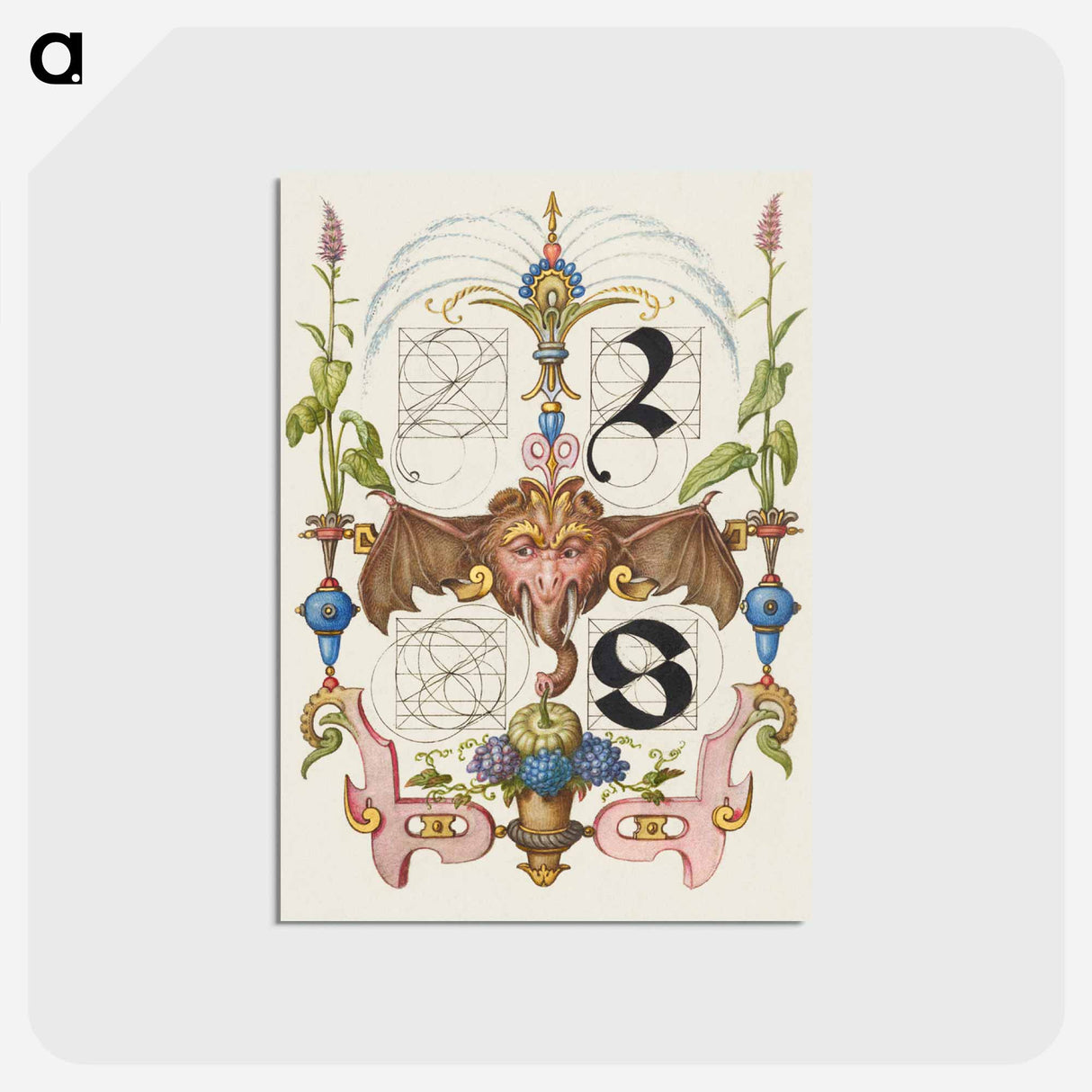 アートポストカード-Guide for Constructing the Letters r and s from Mira Calligraphiae Monumenta
 - 書道のお手本 Postcard.