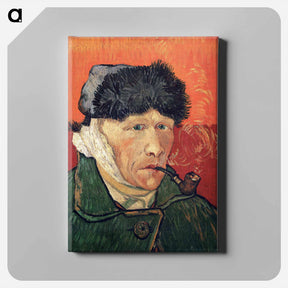 アートパネル-Self-Portrait with Bandaged Ear and Pipe - フィンセント ファン ゴッホ Canvas.