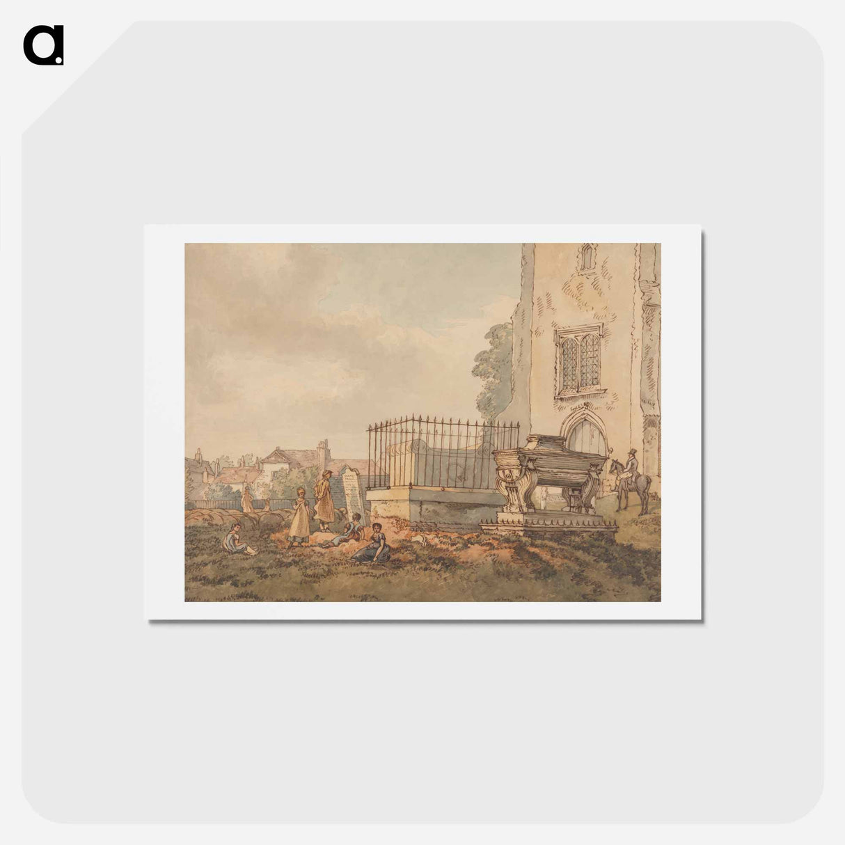 アートポストカード-Bushey Churchyard with the Tombs of Edridge, Hearne and H. Monro - ウィリアム ヘンリー ハント Postcard.