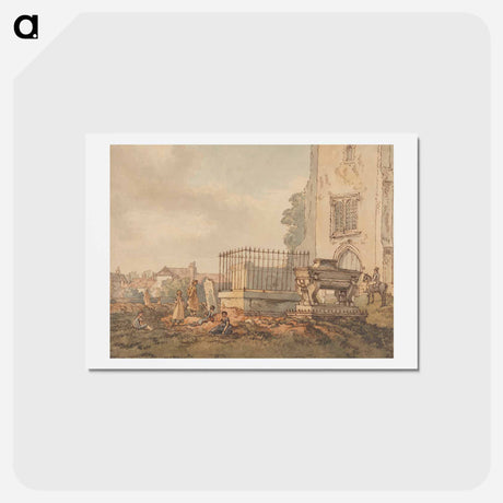 アートポストカード-Bushey Churchyard with the Tombs of Edridge, Hearne and H. Monro - ウィリアム ヘンリー ハント Postcard.