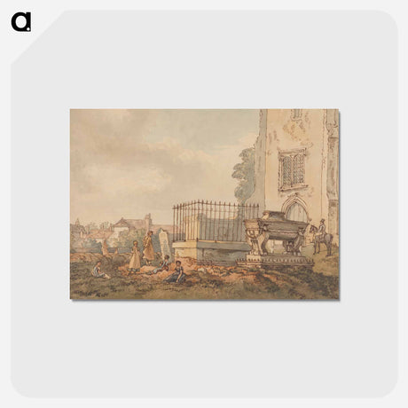 アートポストカード-Bushey Churchyard with the Tombs of Edridge, Hearne and H. Monro - ウィリアム ヘンリー ハント Postcard.