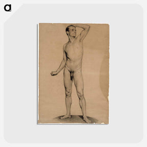 アートポストカード-Nude male model, academy study - アルバート エーデルフェルト Postcard.