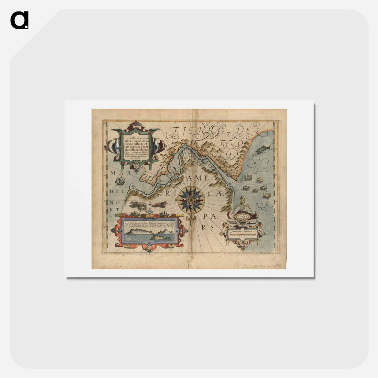 アートポストカード-Exquisita & magno aliquot mensium periculo lustrata et iam retecta Freti Magellanici facies - アンティーク地図 Postcard.