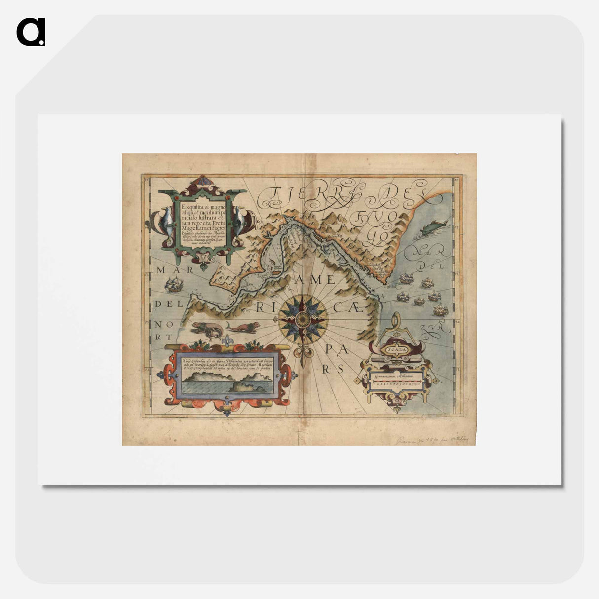 Exquisita & magno aliquot mensium periculo lustrata et iam retecta Freti Magellanici facies - アンティーク地図 Poster.