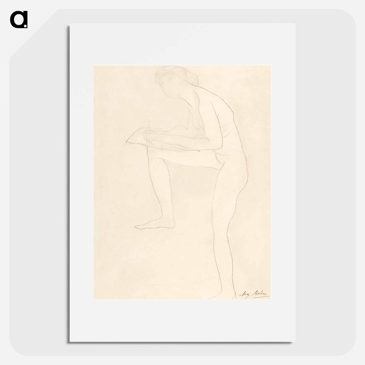 アートポスター-Sketch for Figure on Whistler Monument - オーギュスト ロダン Poster.