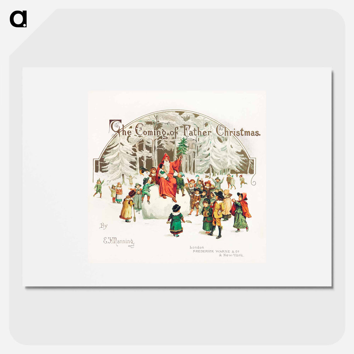 アートポスター-Santa Claus with Children Illustration
 - 大英図書館 Poster.