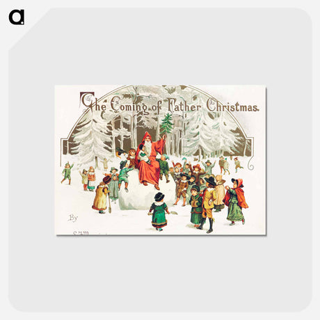 アートポストカード-Santa Claus with Children Illustration
 - 大英図書館 Postcard.
