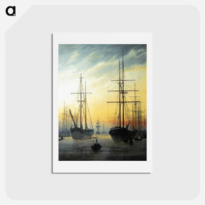 アートポストカード-View of a Harbour - カスパー ダーヴィト フリードリヒ Postcard.